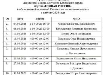 В Каховском округе утвердили график приёма граждан депутатами на август